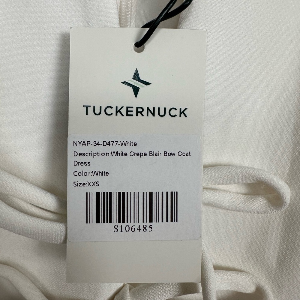 TUCKERNUCK White Crepe Blair Bow Coat Dress - Picture 8 of 11